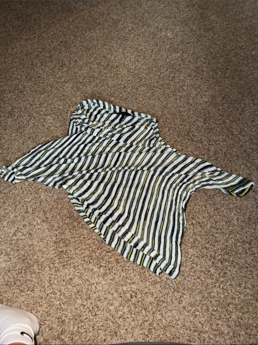 BCBGMaxAzria Striped Knit Top in White, Black, blue & Lime